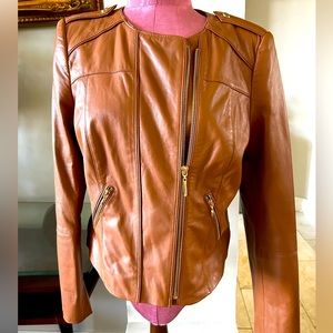 White House Black Market light brown leather jacket, never worn size PM